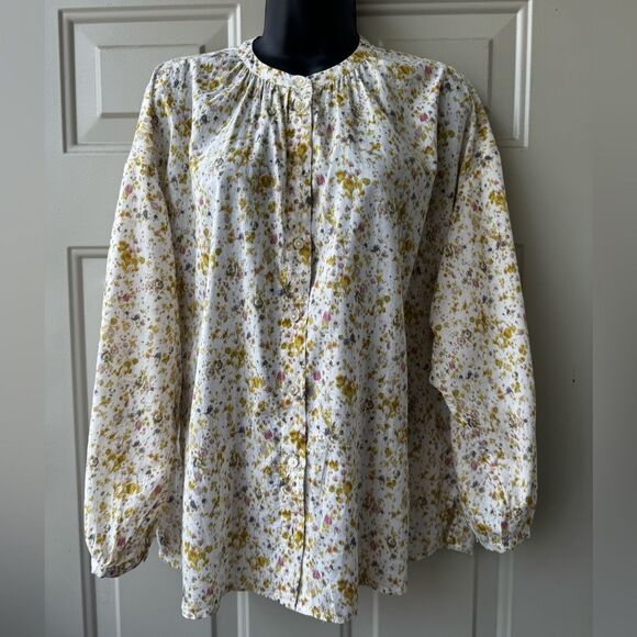 J.Crew Cotton-voile button-front top in soft posies Sz S - Picture 12 of 13